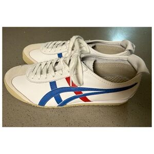 Onitsuka Tiger by Asics White Sneakers with Blue/Red Accents Size 8 Men 9.5 W